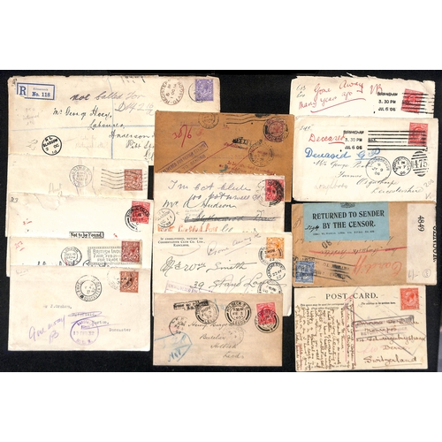 287 - 1901-38 Covers and cards all returned to the sender, various cachets including boxed dated 