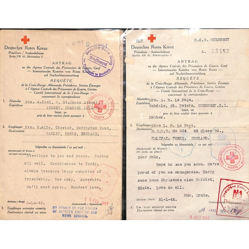 312 - 1942-45 Forms comprising 1943 German forms from Guernsey with return message received in September h... 