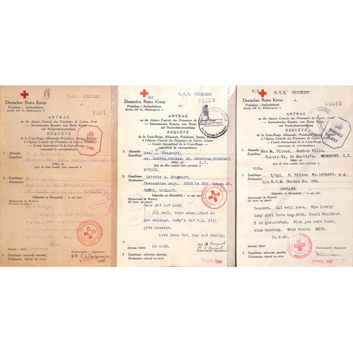 314 - 1941-45 German forms from Guernsey (43) or Jersey (9) to members of the British forces, including fo... 