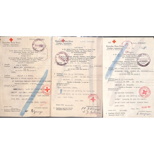 314 - 1941-45 German forms from Guernsey (43) or Jersey (9) to members of the British forces, including fo... 