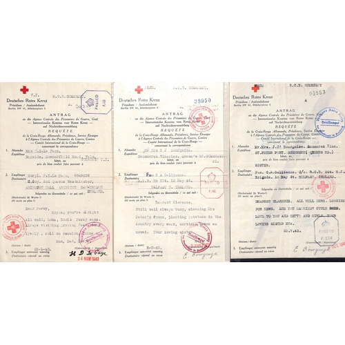 314 - 1941-45 German forms from Guernsey (43) or Jersey (9) to members of the British forces, including fo... 