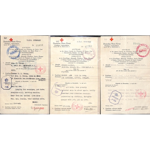 314 - 1941-45 German forms from Guernsey (43) or Jersey (9) to members of the British forces, including fo... 