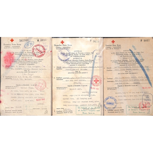 314 - 1941-45 German forms from Guernsey (43) or Jersey (9) to members of the British forces, including fo... 