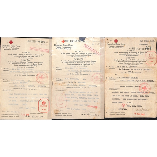 314 - 1941-45 German forms from Guernsey (43) or Jersey (9) to members of the British forces, including fo... 