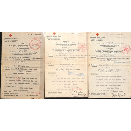 314 - 1941-45 German forms from Guernsey (43) or Jersey (9) to members of the British forces, including fo... 