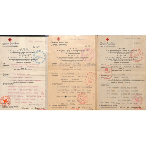 314 - 1941-45 German forms from Guernsey (43) or Jersey (9) to members of the British forces, including fo... 