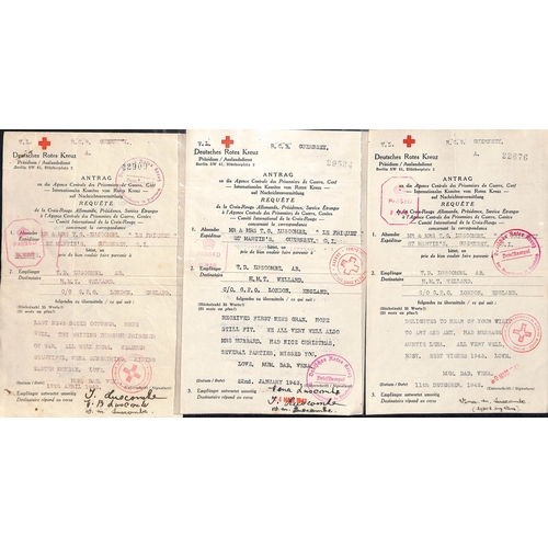 314 - 1941-45 German forms from Guernsey (43) or Jersey (9) to members of the British forces, including fo... 