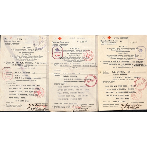 314 - 1941-45 German forms from Guernsey (43) or Jersey (9) to members of the British forces, including fo... 