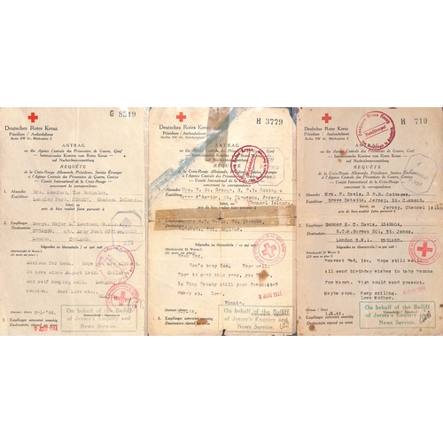 314 - 1941-45 German forms from Guernsey (43) or Jersey (9) to members of the British forces, including fo... 