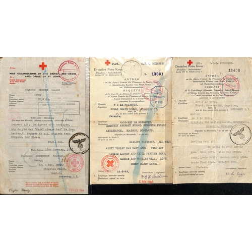 315 - German Censorship. 1943-44 Forms to or from Guernsey (61) or Jersey (3), all censored in Berlin with... 