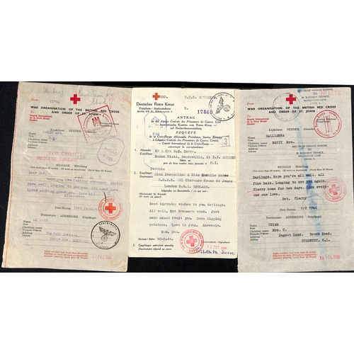 315 - German Censorship. 1943-44 Forms to or from Guernsey (61) or Jersey (3), all censored in Berlin with... 