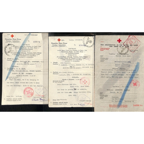 315 - German Censorship. 1943-44 Forms to or from Guernsey (61) or Jersey (3), all censored in Berlin with... 