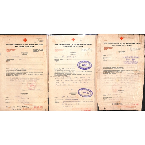 317 - 1940-41 Swiss Red Cross forms (84, dated 6 Nov. 1940 - 23 Jan. 1941) and British Red Cross forms (32... 