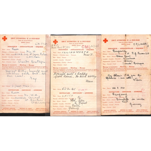 317 - 1940-41 Swiss Red Cross forms (84, dated 6 Nov. 1940 - 23 Jan. 1941) and British Red Cross forms (32... 