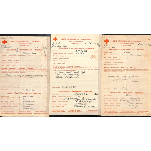 317 - 1940-41 Swiss Red Cross forms (84, dated 6 Nov. 1940 - 23 Jan. 1941) and British Red Cross forms (32... 