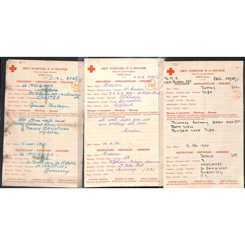 317 - 1940-41 Swiss Red Cross forms (84, dated 6 Nov. 1940 - 23 Jan. 1941) and British Red Cross forms (32... 