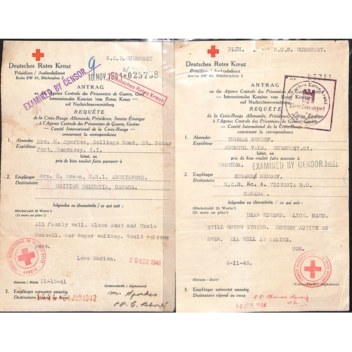 318 - Canada. 1941-43 German forms from Jersey (6) or Guernsey (18) all to Canada, all censored upon arriv... 