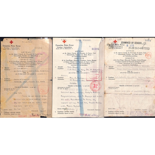 318 - Canada. 1941-43 German forms from Jersey (6) or Guernsey (18) all to Canada, all censored upon arriv... 