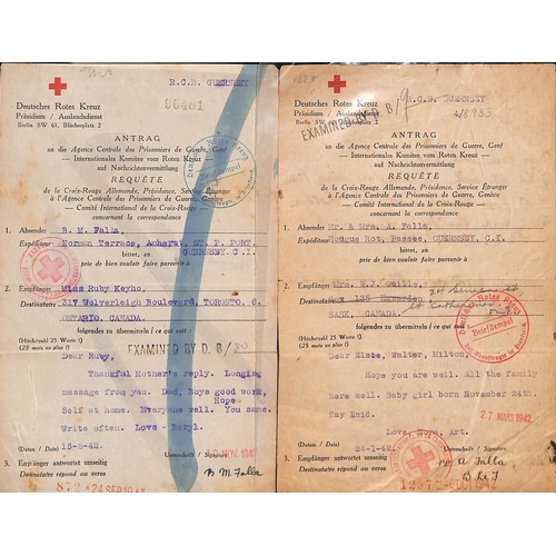 319 - Canada. 1944 (Dec. 12) Canadian Red Cross forms to Jersey (2), one from Mary Lawson in Fort Erie, fi... 