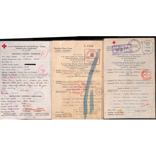 322 - Egypt. 1941-43 Egyptian Red Cross forms (5, two types) and Swiss Red Cross forms (4) from Egypt to J... 