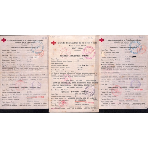 323 - Egypt. 1941-44 Forms from Pte Maurice Le Var in Egypt to his wife Edith and/or son David in Jersey (... 