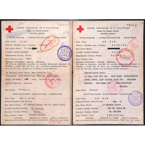 323 - Egypt. 1941-44 Forms from Pte Maurice Le Var in Egypt to his wife Edith and/or son David in Jersey (... 