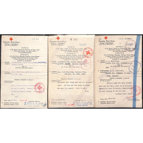 325 - Ireland. 1942-44 German forms from J.B Thuillier in Jersey (3) or Guernsey (2) to his mother in Kins... 