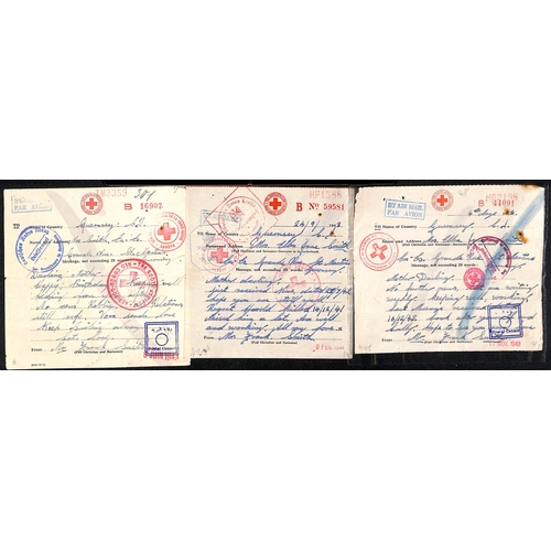 326 - South Africa. 1943-44 South African Red Cross forms (16, five types) all from F.H Smith to his mothe... 