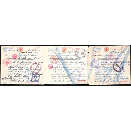 326 - South Africa. 1943-44 South African Red Cross forms (16, five types) all from F.H Smith to his mothe... 