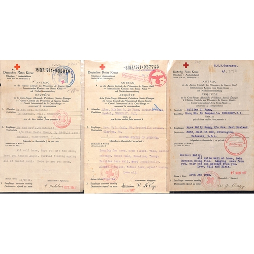 328 - USA. 1941-44 American Red Cross forms to Guernsey or Jersey, and German forms from Guernsey (22) or ... 