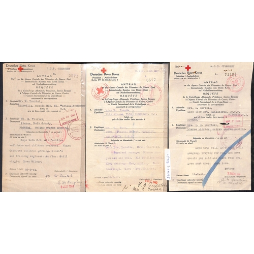 328 - USA. 1941-44 American Red Cross forms to Guernsey or Jersey, and German forms from Guernsey (22) or ... 