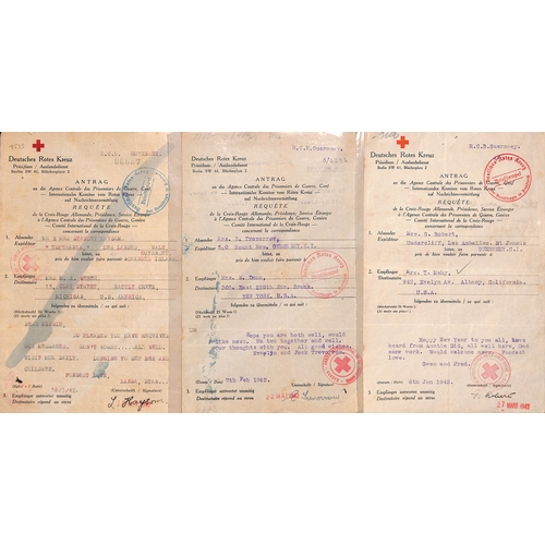 328 - USA. 1941-44 American Red Cross forms to Guernsey or Jersey, and German forms from Guernsey (22) or ... 