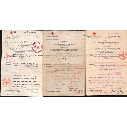 328 - USA. 1941-44 American Red Cross forms to Guernsey or Jersey, and German forms from Guernsey (22) or ... 