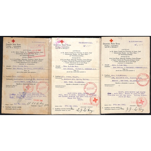 329 - USA. 1941-44 German forms all from Alice, Laura or Julia la Ray in Guernsey to relatives in the USA,... 