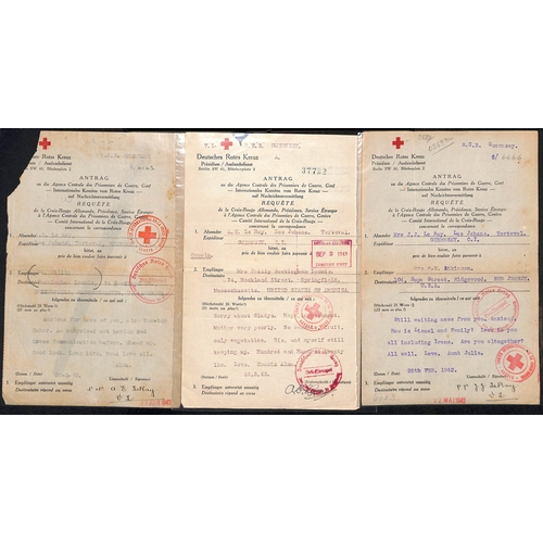 329 - USA. 1941-44 German forms all from Alice, Laura or Julia la Ray in Guernsey to relatives in the USA,... 