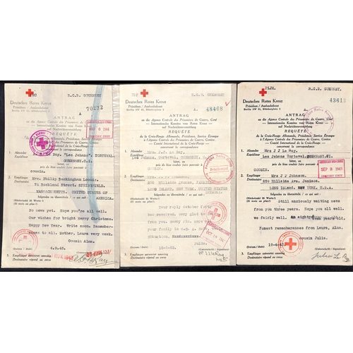 329 - USA. 1941-44 German forms all from Alice, Laura or Julia la Ray in Guernsey to relatives in the USA,... 