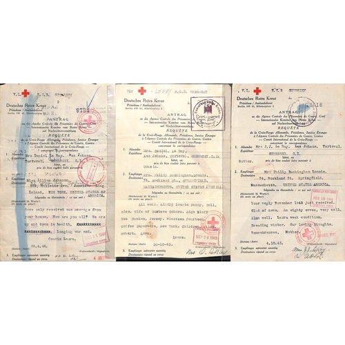 329 - USA. 1941-44 German forms all from Alice, Laura or Julia la Ray in Guernsey to relatives in the USA,... 