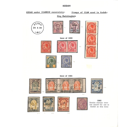 1135 - 1898-1905 Stamps with the second type 24mm Kedah c.d.s, comprising 1887-91 12a, 1898-99 4a on 12a, 1... 