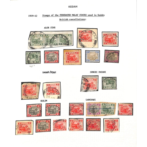 1139 - 1909-12 Stamps and pieces with double ring datestamps in English, comprising Alor Star type F c.d.s ... 