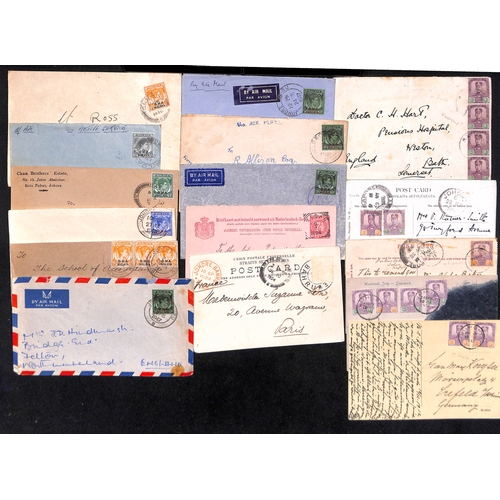 1132 - Johore. 1894-1970 Covers and cards including 1894 card from Netherlands Indies with arrival c.d.s, p... 