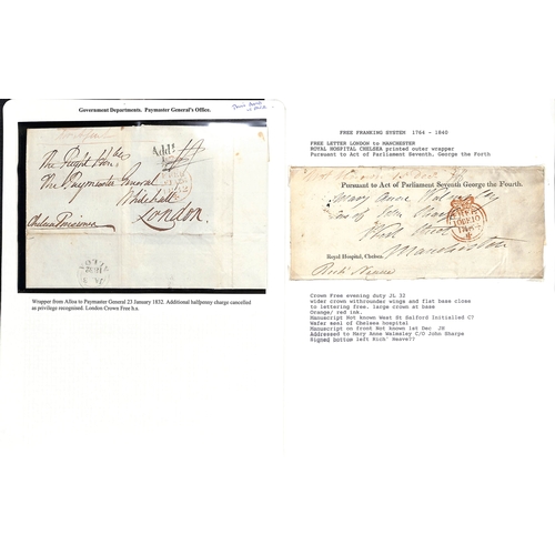 219 - Chelsea Hospital. 1788-1839 Entire letter and entires (4) comprising 1788 entire to Chelsea Hospital... 