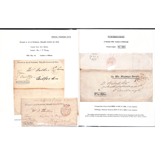 220 - Navy/Army/Chelsea Hospital. 1821-39 Entire letters or entires comprising printed wrappers from the A... 