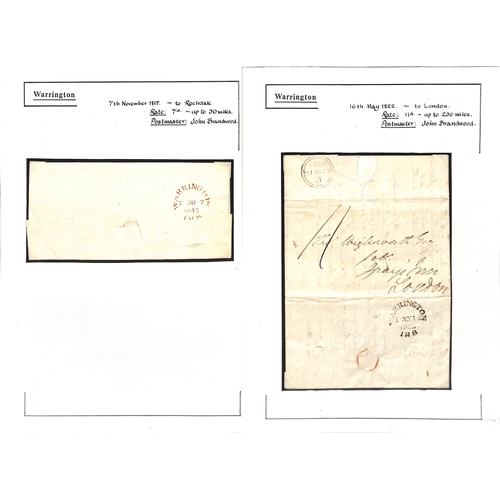 339 - Warrington. 1780-1830 Entire letters (6) and entires (3), various handstamps including two line type... 