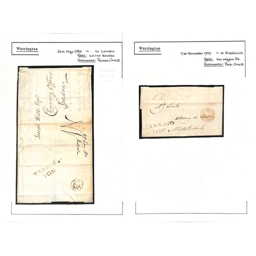 339 - Warrington. 1780-1830 Entire letters (6) and entires (3), various handstamps including two line type... 