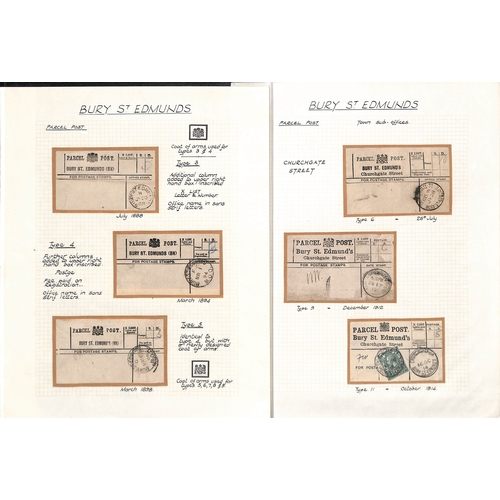 345 - Bury St. Edmunds - Parcel Post. 1887-1925 Parcel Post labels for Bury St Edmunds main office (12, se... 