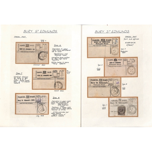 345 - Bury St. Edmunds - Parcel Post. 1887-1925 Parcel Post labels for Bury St Edmunds main office (12, se... 