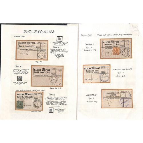 345 - Bury St. Edmunds - Parcel Post. 1887-1925 Parcel Post labels for Bury St Edmunds main office (12, se... 