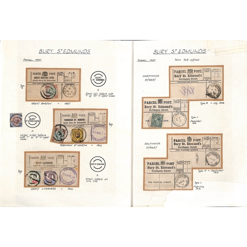 345 - Bury St. Edmunds - Parcel Post. 1887-1925 Parcel Post labels for Bury St Edmunds main office (12, se... 