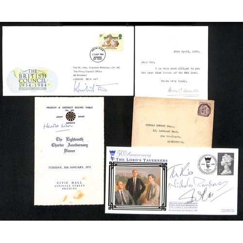 362 - Autographs - Prime Ministers, Politicians, etc. 1898-2000 Autographs and letters, menus or commemora... 