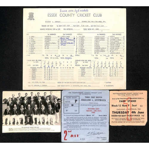 367 - Australia - Tours to England. 1921-2005 Ephemera including 1934 Kennington Oval scorecard (Australia... 